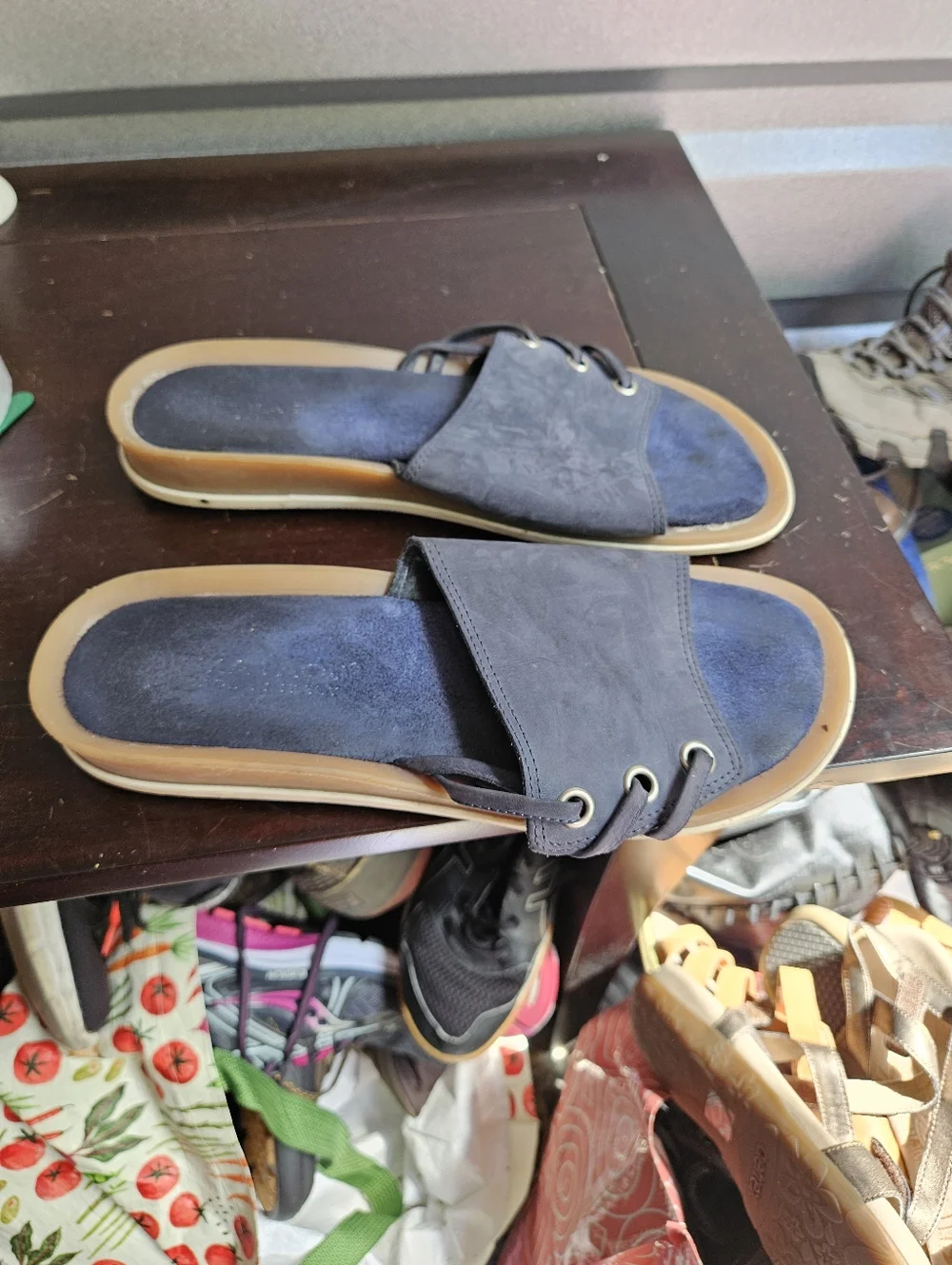 Mia Paoli Womens Sandals Blue Suede Made in Italy Size 9 - Picture 2 of 6